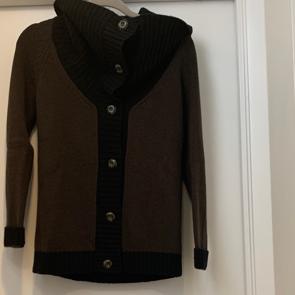 Max Mara Women's Two-Tone Brown Button-Front Sweater